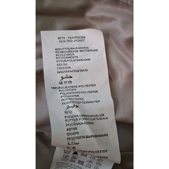 Diana Gallesi Quilted Gray Puffer Coat Parka Zip Up Knee Length LARGE Italy NWT - Picture 10 of 12